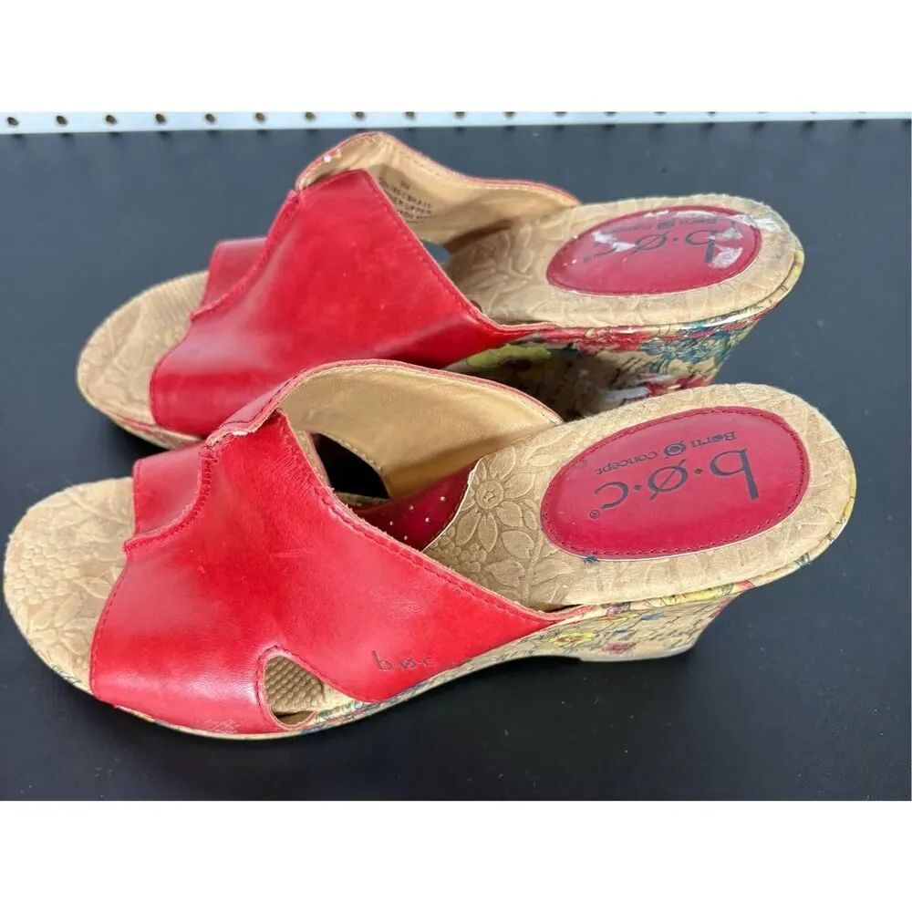 B.O.C Born Concept floral heel mule wedges size 9
